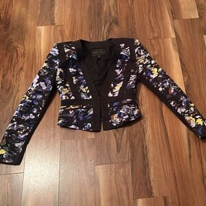 BCBGMaxAzria Black and Multicolor Floral Jacket